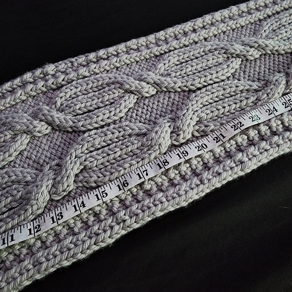 Hand Made Cable Knit Gray Scarf - 100% Merino Wool - Knit By Myself - Picture 4 of 7